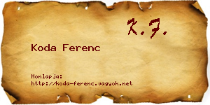Koda Ferenc névjegykártya
