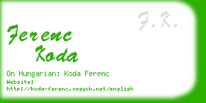 ferenc koda business card